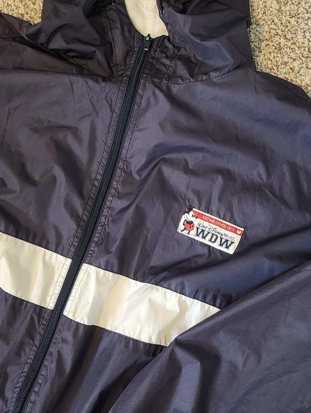 🎡VTG DISNEY (WDW) Hooded Windbreaker Rain Jacket. GORPCORE Y2K 2xL Mickey Mouse
